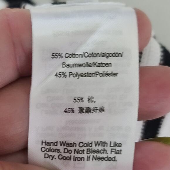 DKNY Jeans Breton stripe women's crop top black/white Size Large Fisherman - Picture 7 of 7